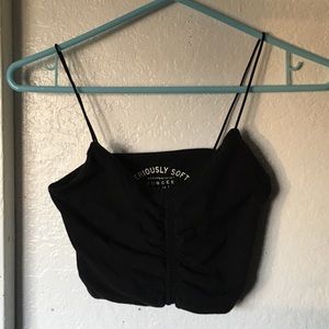 Aeropostale black bungee cami cinch crop top